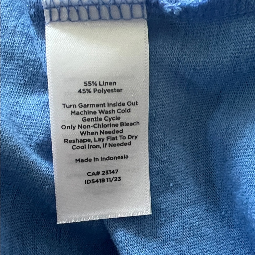 Talbots Blue Linen Blend Cardigan Lightweight Open Front Layer Classic Coastal - Picture 8 of 10